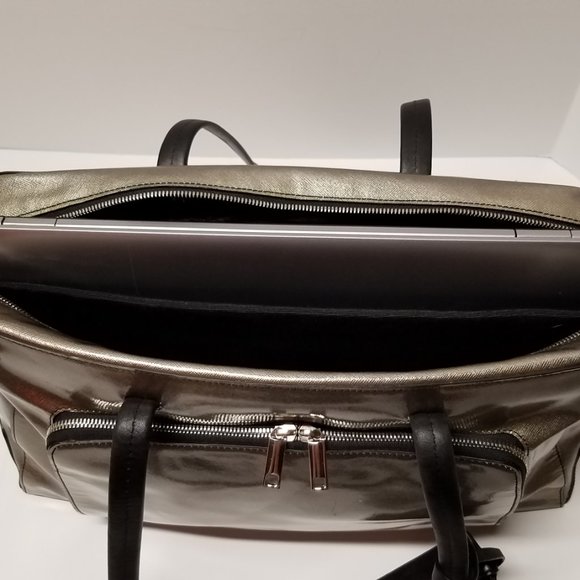 LODIS Gold Metallic Patent Leather Laptop Tote - Picture 3 of 16